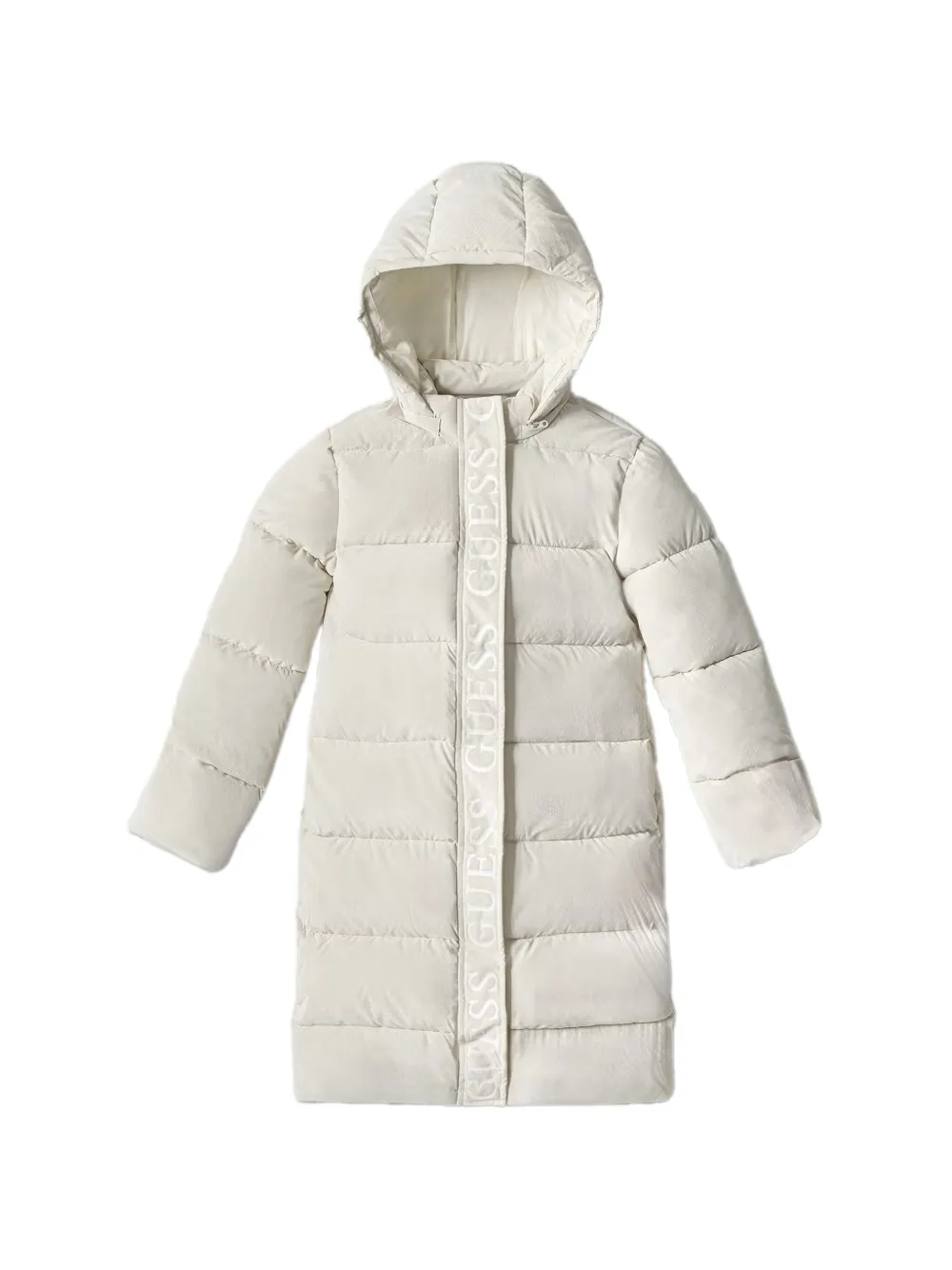 Guess kids logo-tape hooded jacket Beige