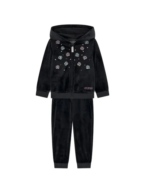 guess kids floral-embroidered sequin-embellished tracksuit set (set of two)