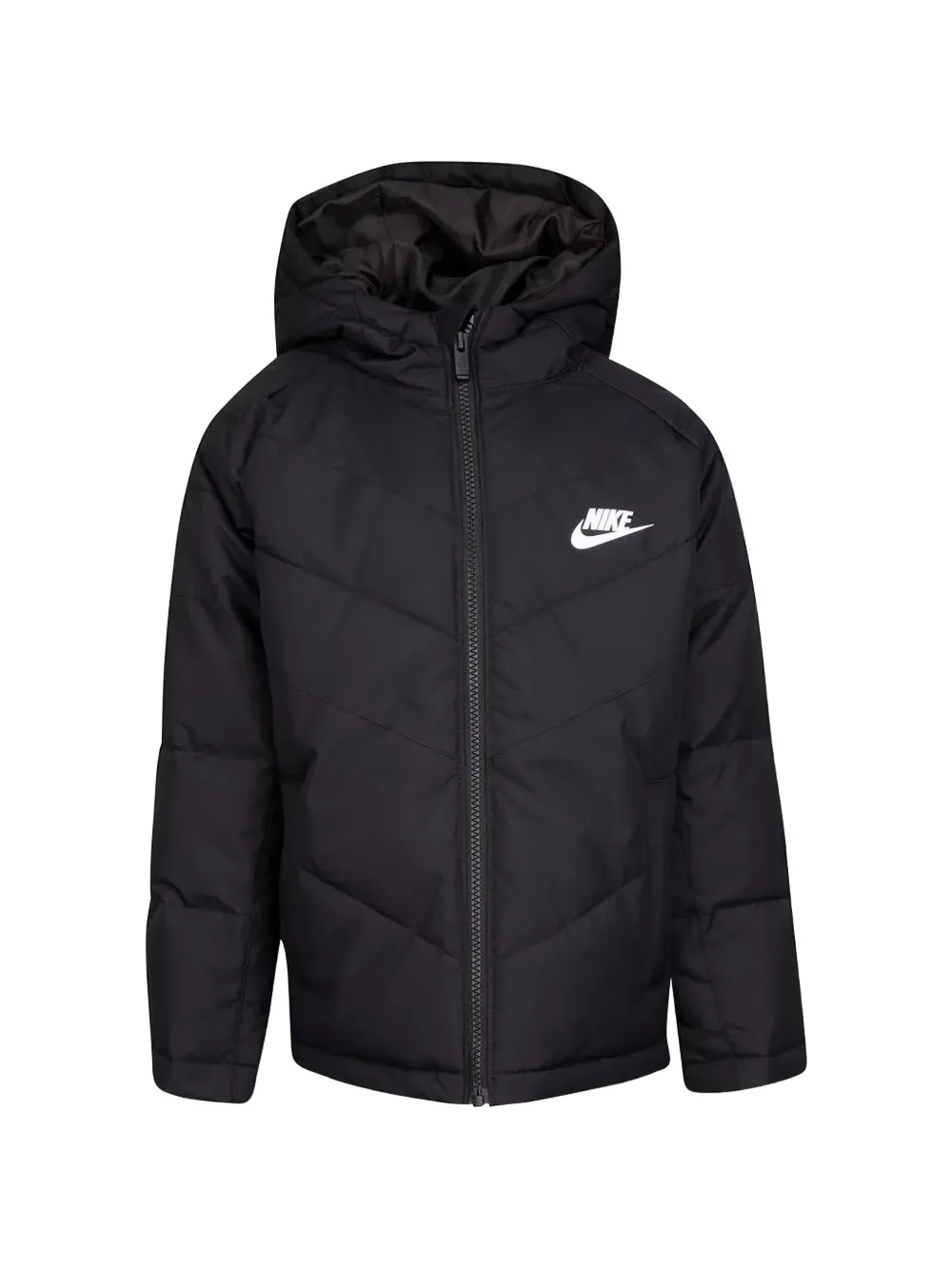 Nike Kids logo-print chevron-quilted jacket - Nero
