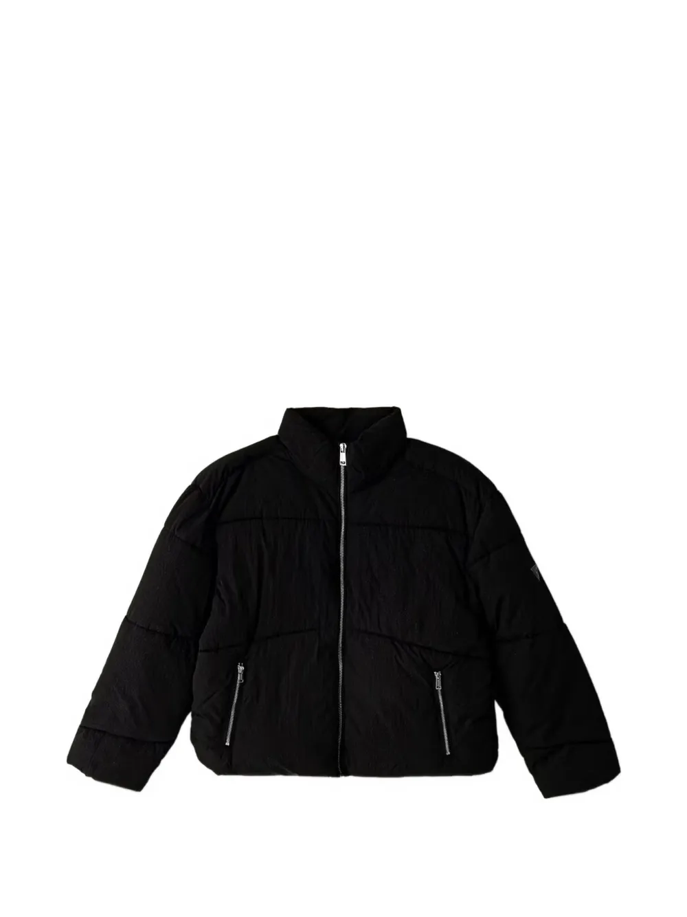 guess kids glitter-effect quilted jacket - Nero