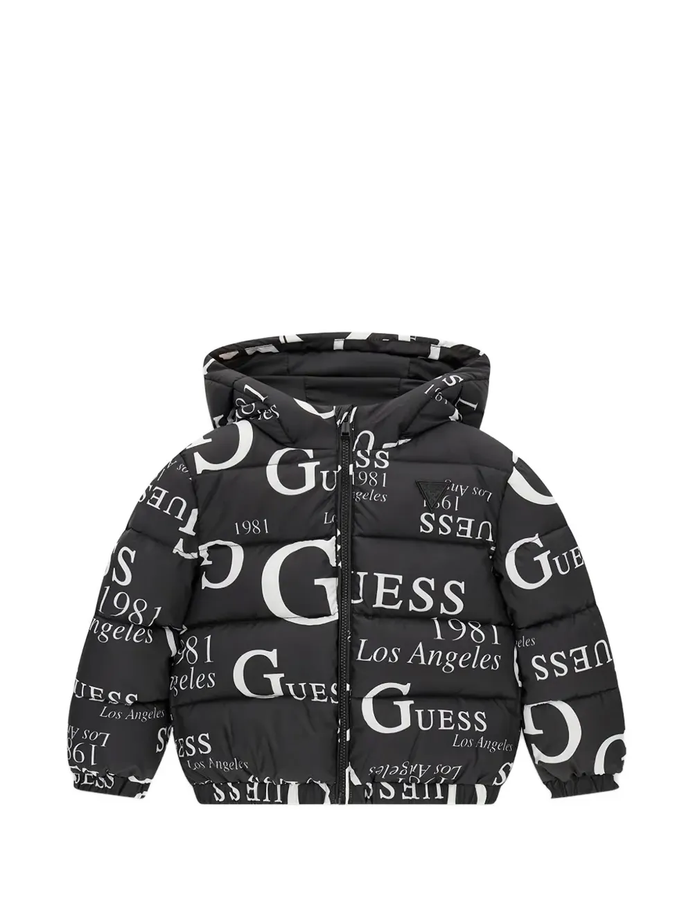 Guess kids logo-print puffer jacket Zwart