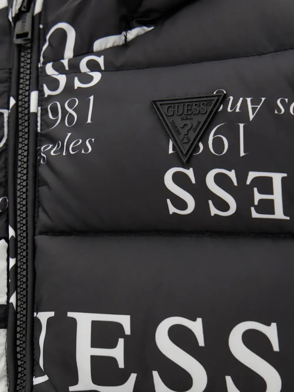 guess kids logo-print puffer jacket Zwart