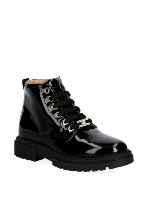 Elisabetta Franchi Kids logo-plaque patent-finish boots