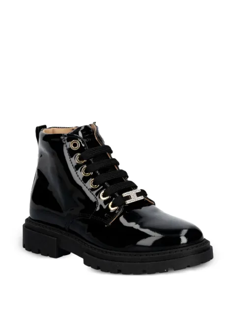 Elisabetta Franchi Kids bottes vernies à plaque logo