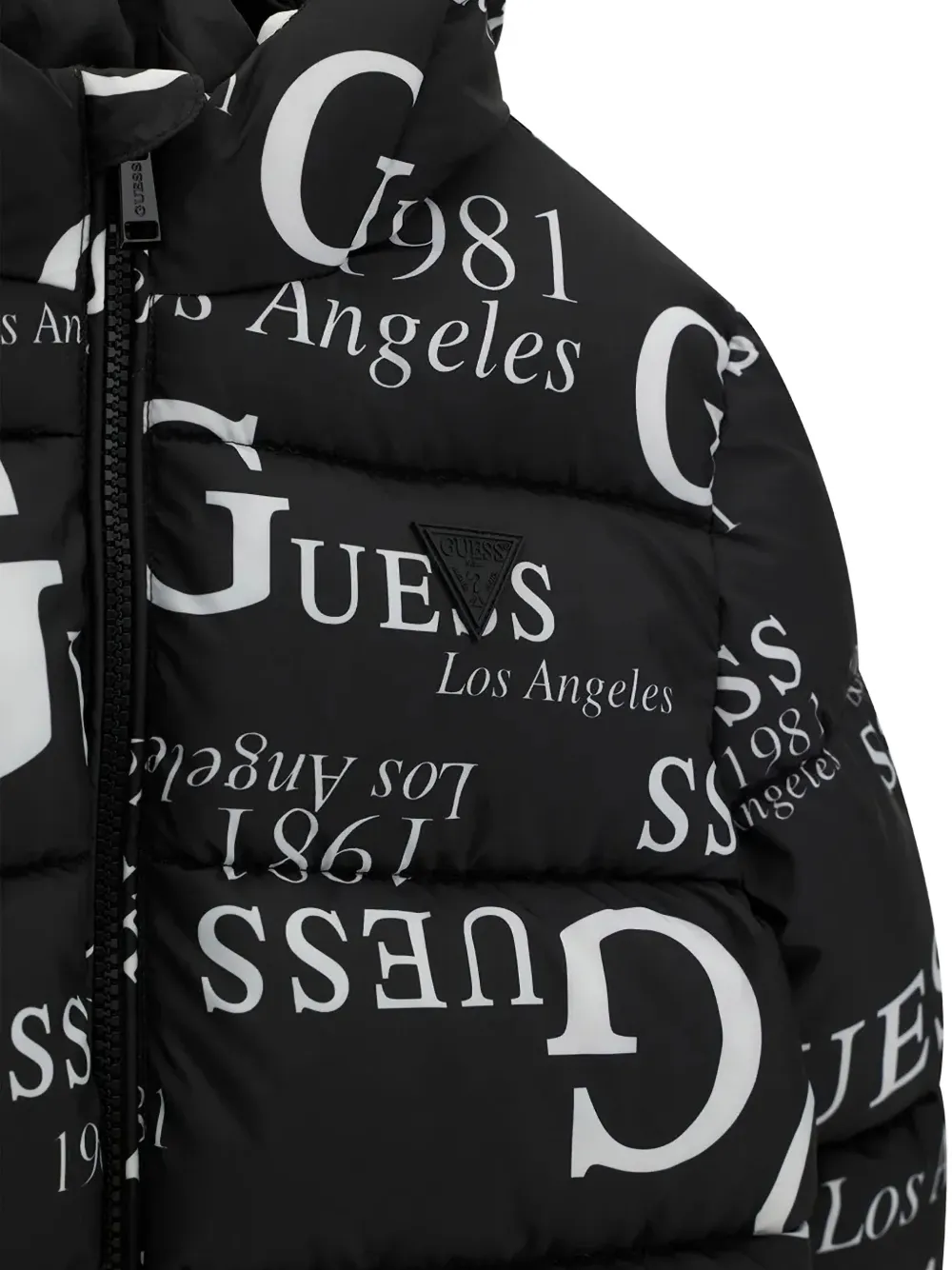 guess kids logo-print puffer jacket Zwart