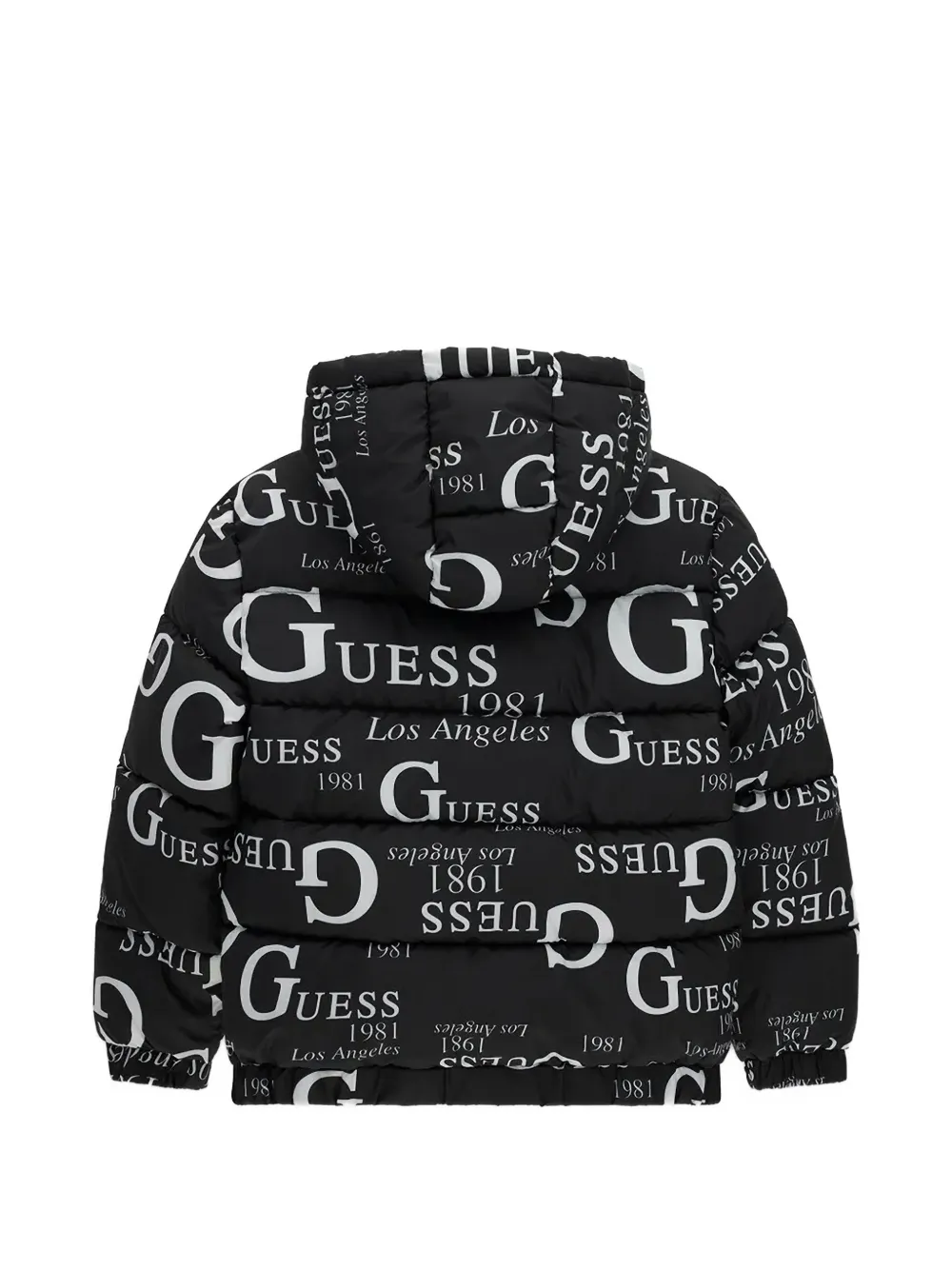 guess kids logo-print puffer jacket Zwart
