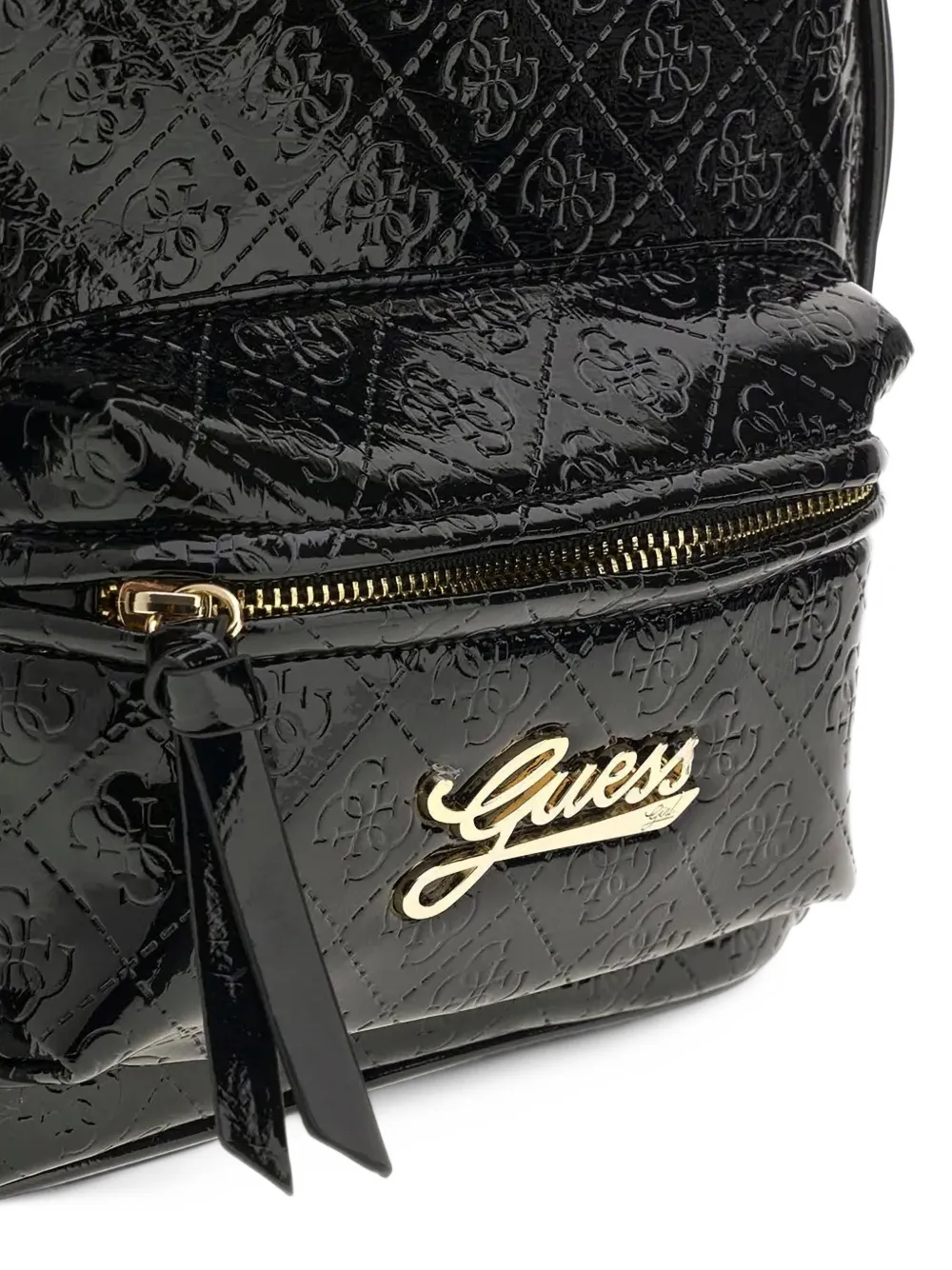 guess kids quilted logo-embossed backpack Zwart