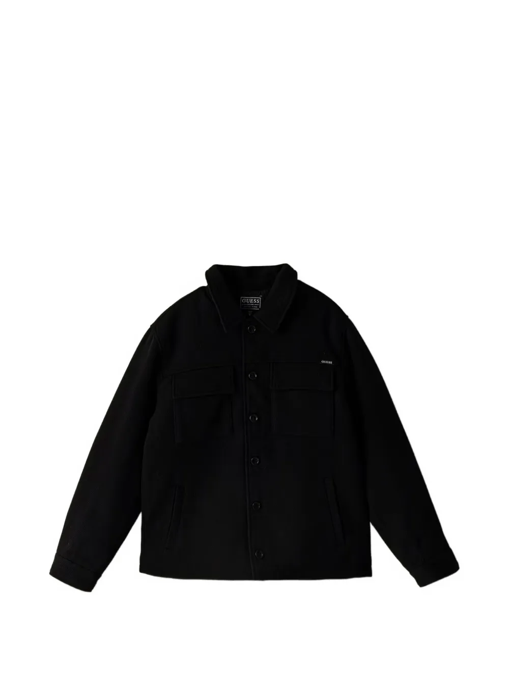 guess kids logo-plaque button-up jacket - Schwarz