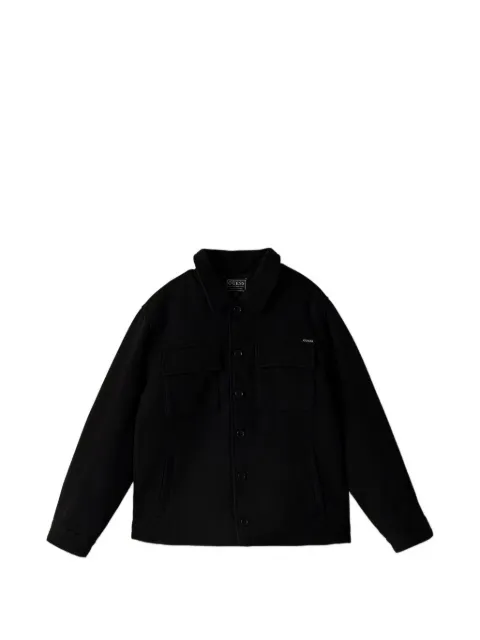 guess kids logo-plaque button-up jacket