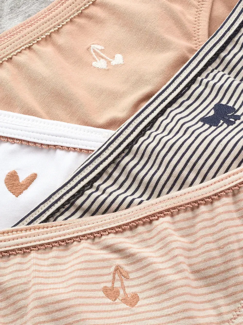 Liewood Vijf gestreepte onderbroeken met geborduurd patroon Beige