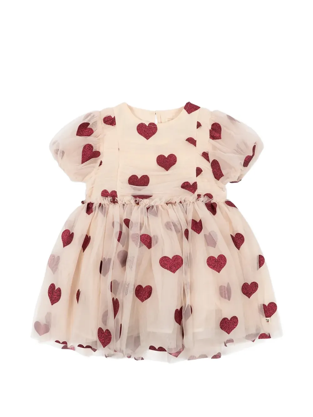Konges Sløjd glitter-heart tulle dress Beige