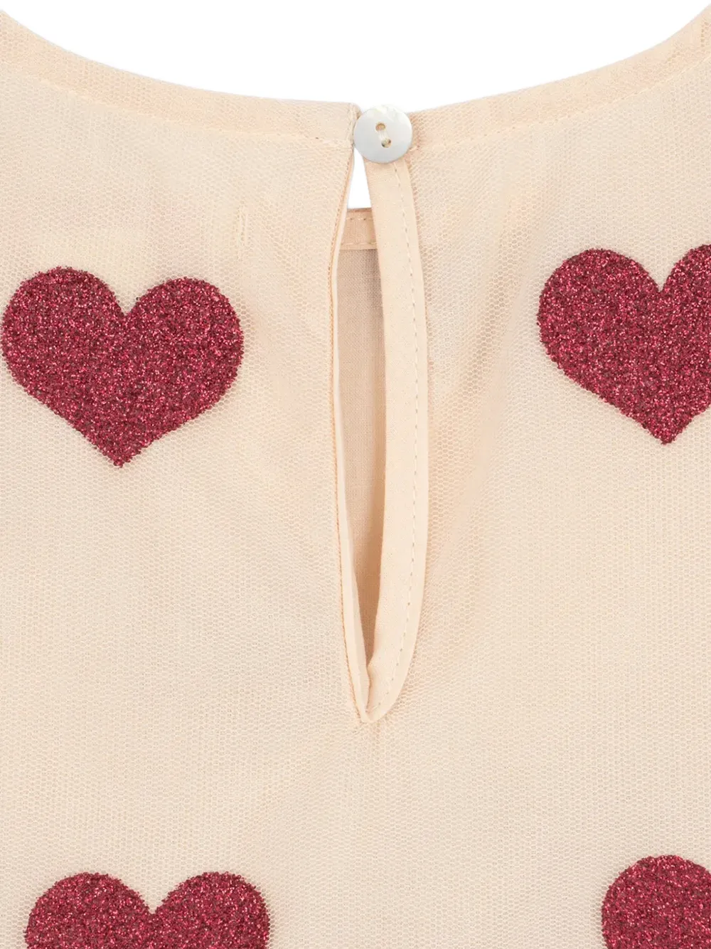 Konges Sløjd glitter-heart tulle dress Beige