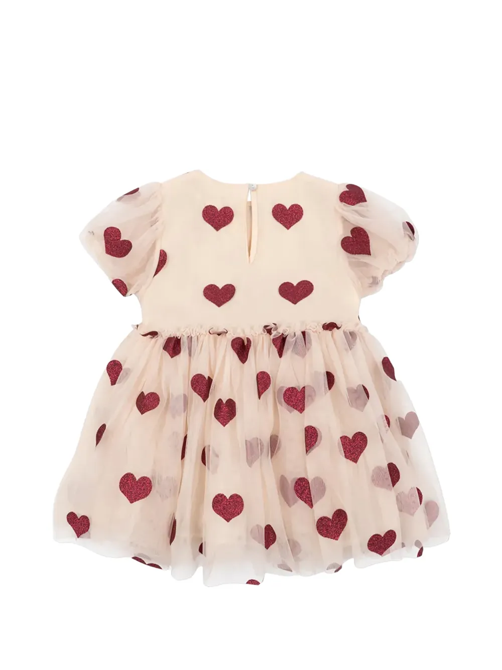 Konges Sløjd glitter-heart tulle dress Beige