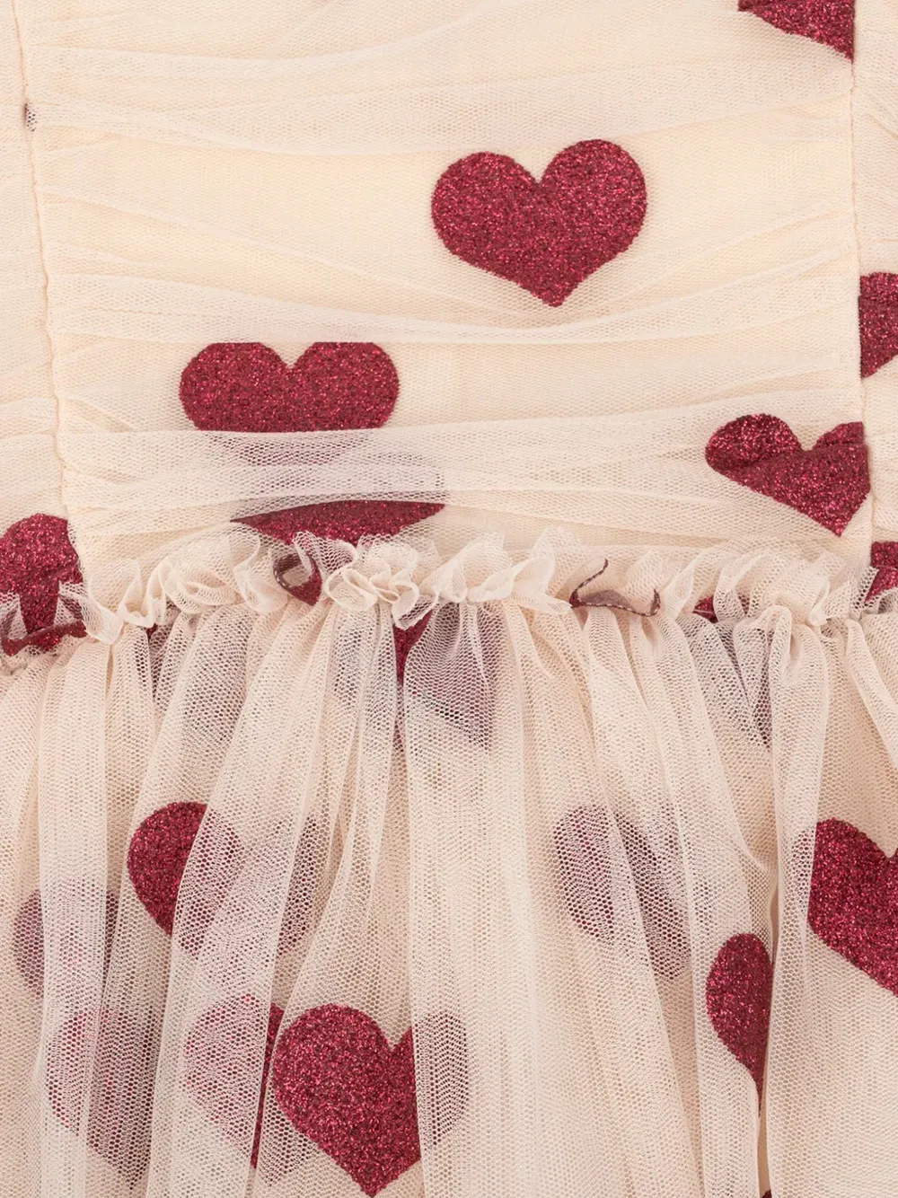Konges Sløjd glitter-heart tulle dress Beige