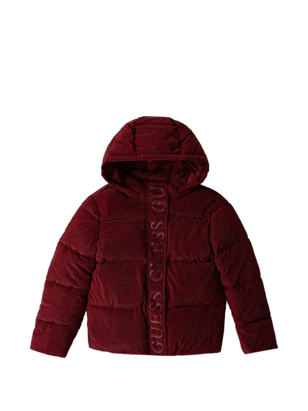 Guess kids logo-print hooded puffer jacket Rood