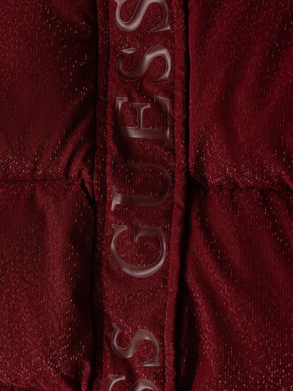 guess kids logo-print hooded puffer jacket Rood