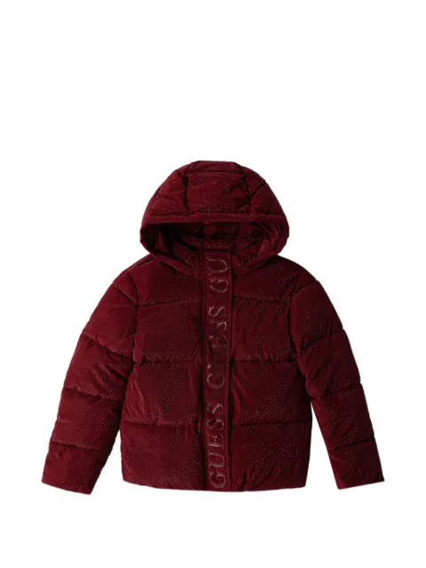 guess kids logo-print hooded puffer jacket