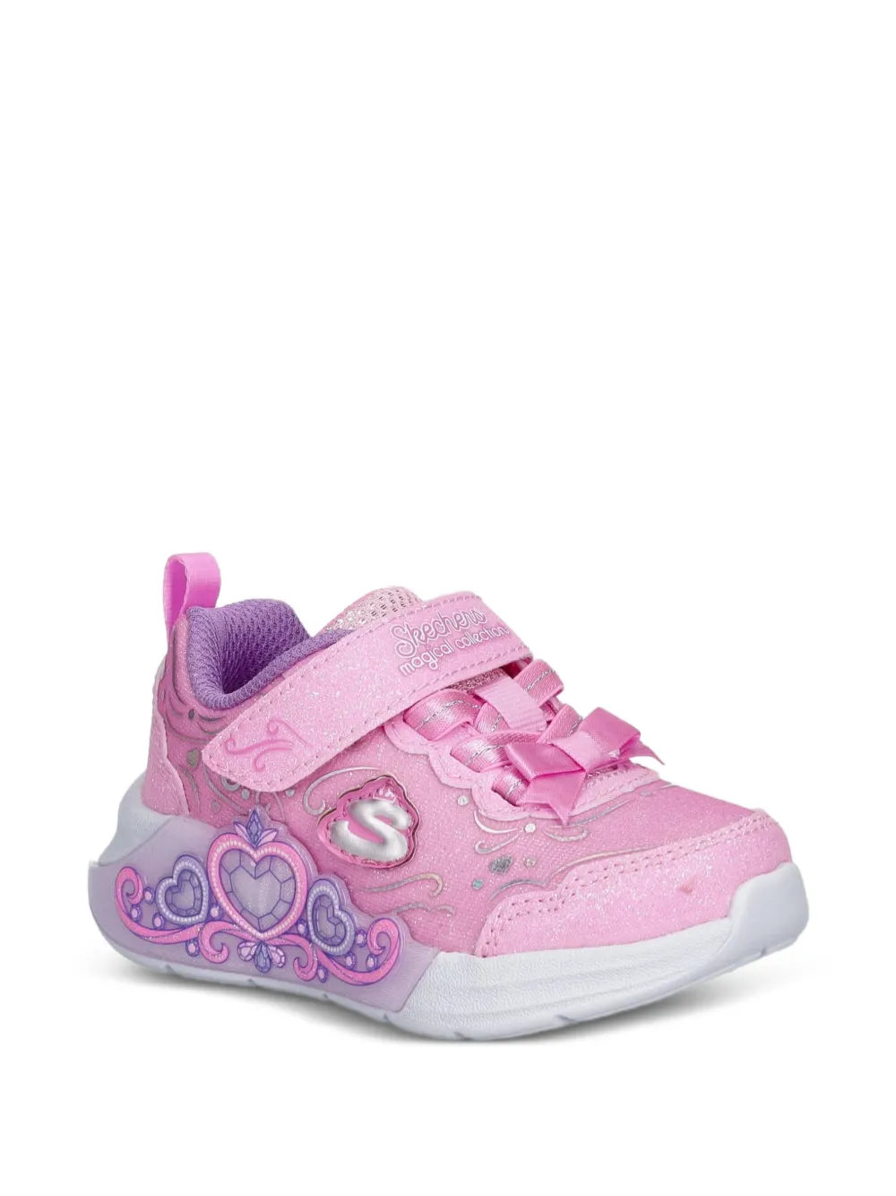 Skechers S-Lights: Lil Princess Steps glitter-effect low-top sneakers - Rosa