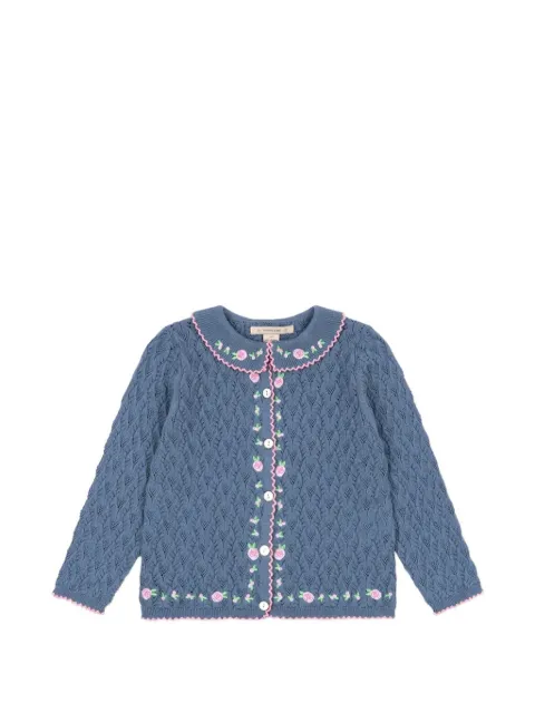 Konges Sløjd Rosier floral-embroidered pointelle-knit cardigan