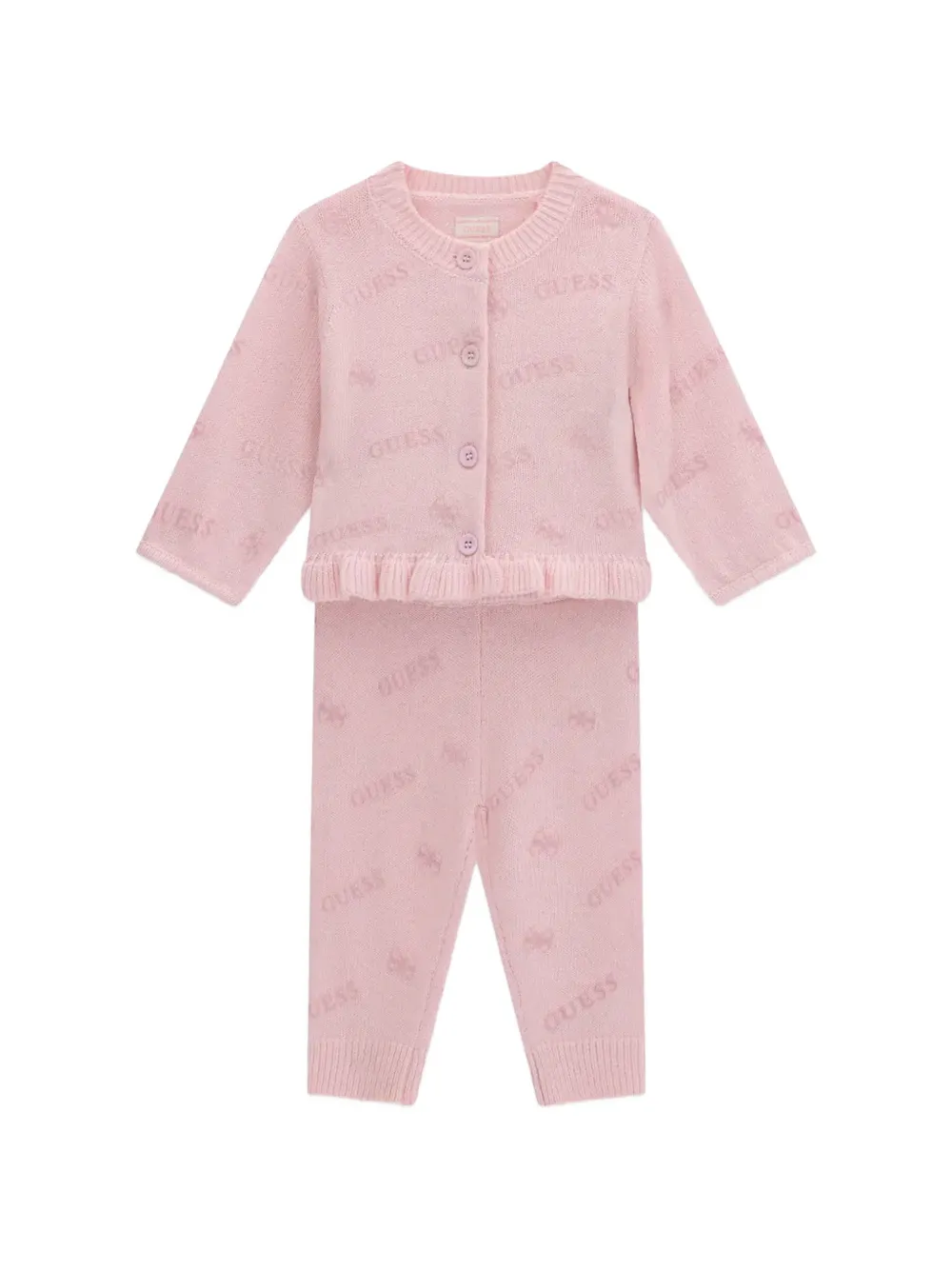 guess kids logo-pattern ruffled trouser and cardigan set (set of two) - Rosa