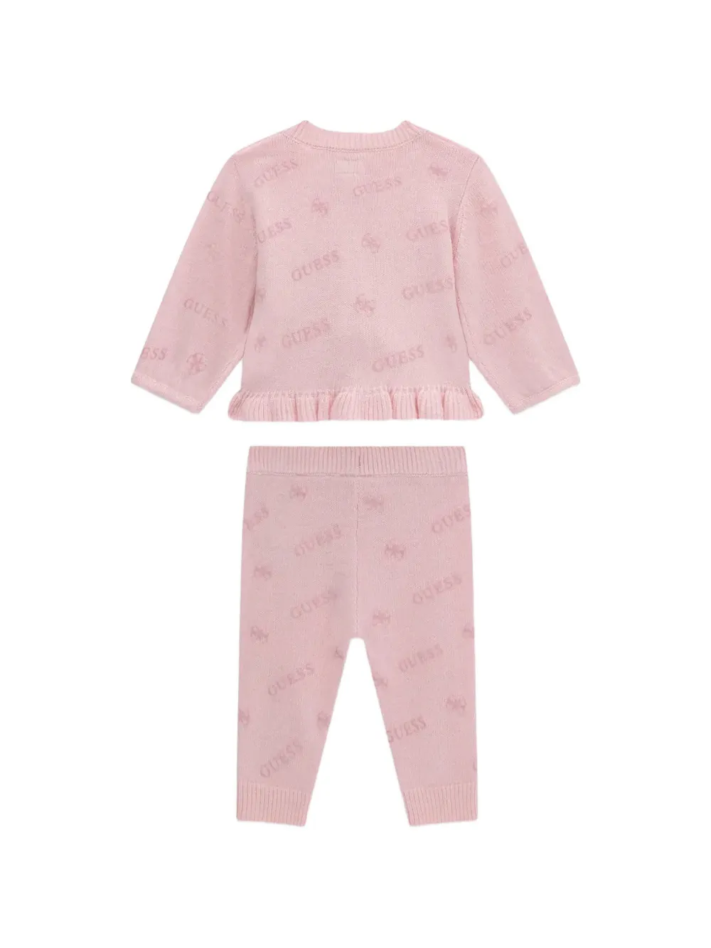 guess kids logo-pattern ruffled trouser and cardigan set (set of two) Roze