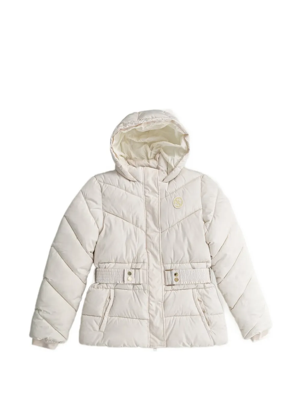 Guess kids belted hooded jacket Beige