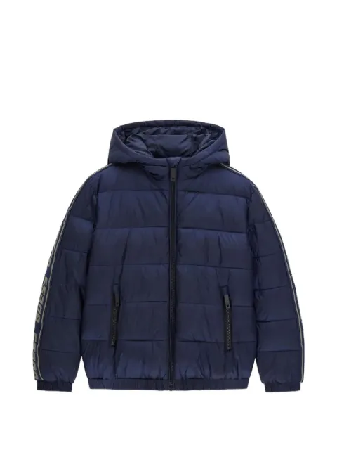guess kids logo-tape hooded puffer jacket