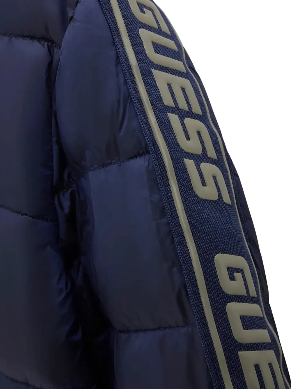 guess kids logo-tape hooded puffer jacket Blauw