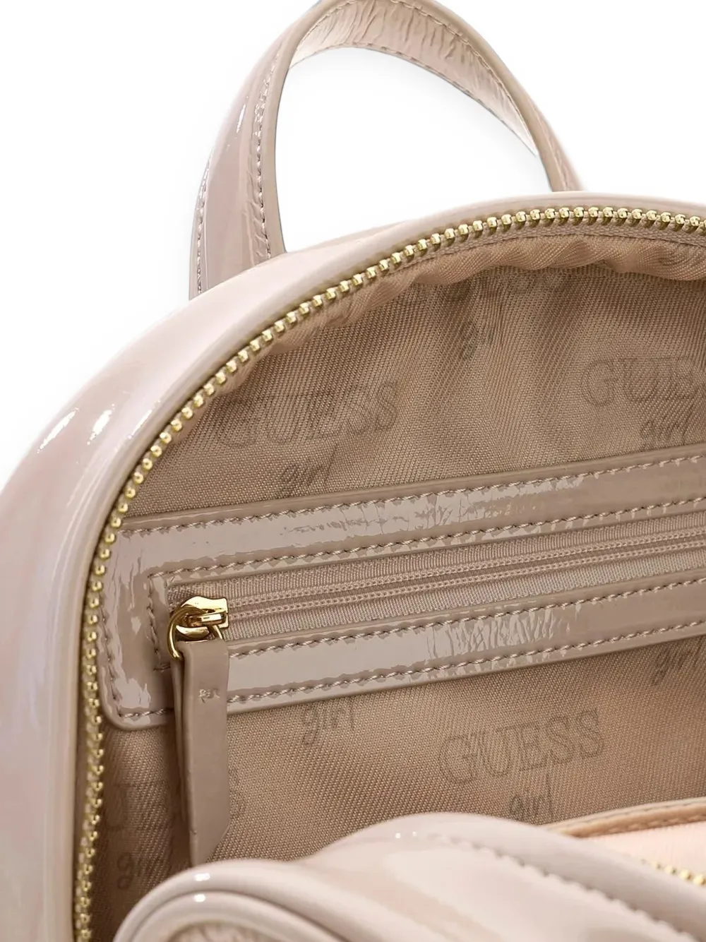 guess kids logo-embossed quilted backpack Beige