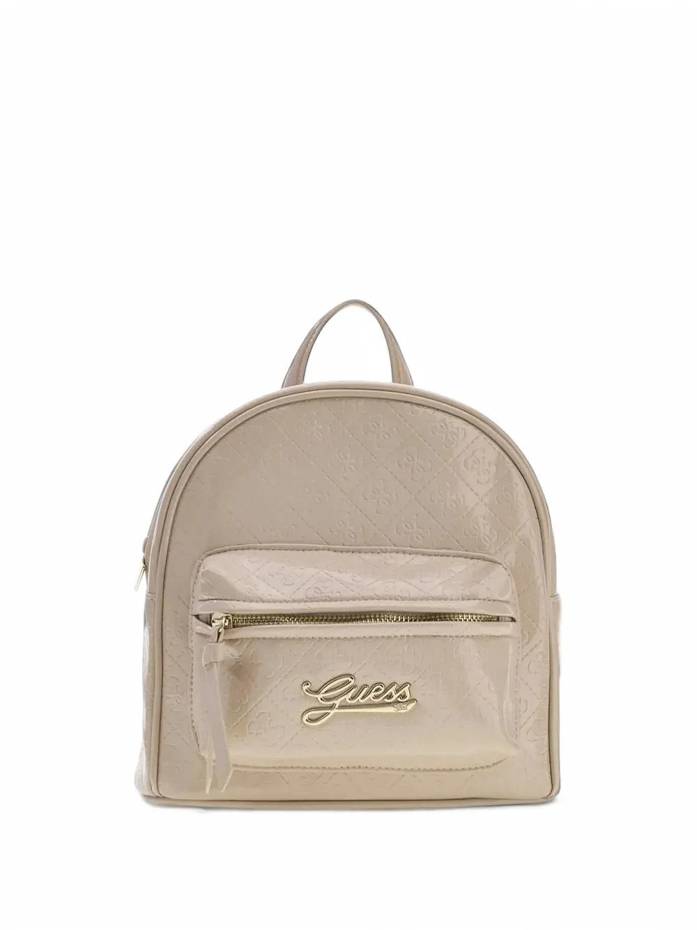 Guess kids logo-embossed quilted backpack Beige