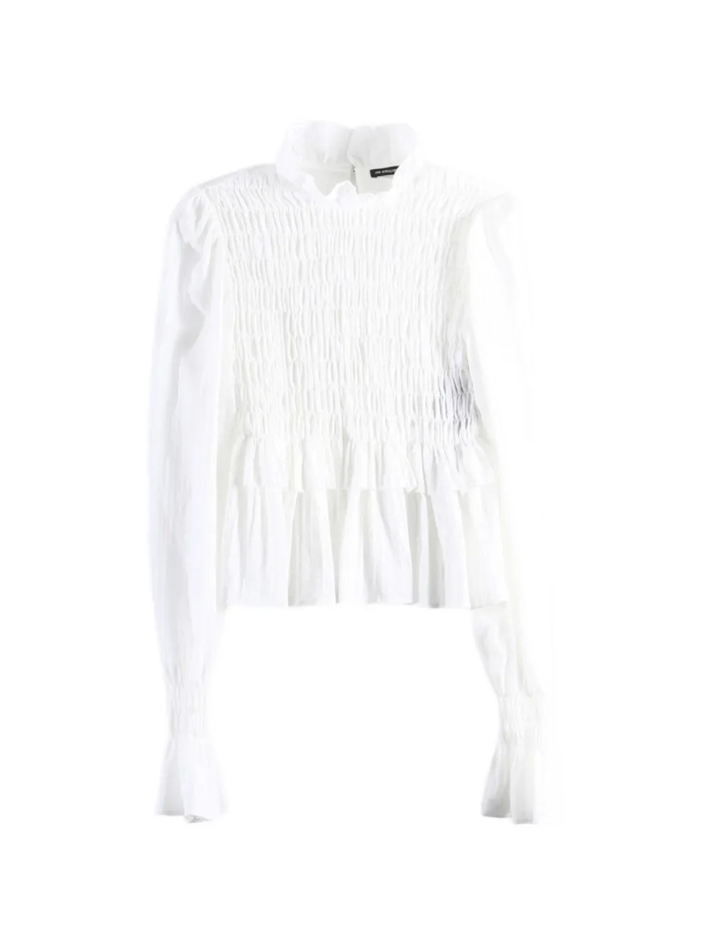 Ann Demeulemeester Sasa smocked ruffled blouse - Bianco