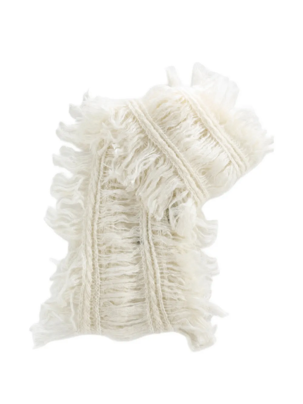 Ann Demeulemeester Drina gebreide sjaal met franje Beige
