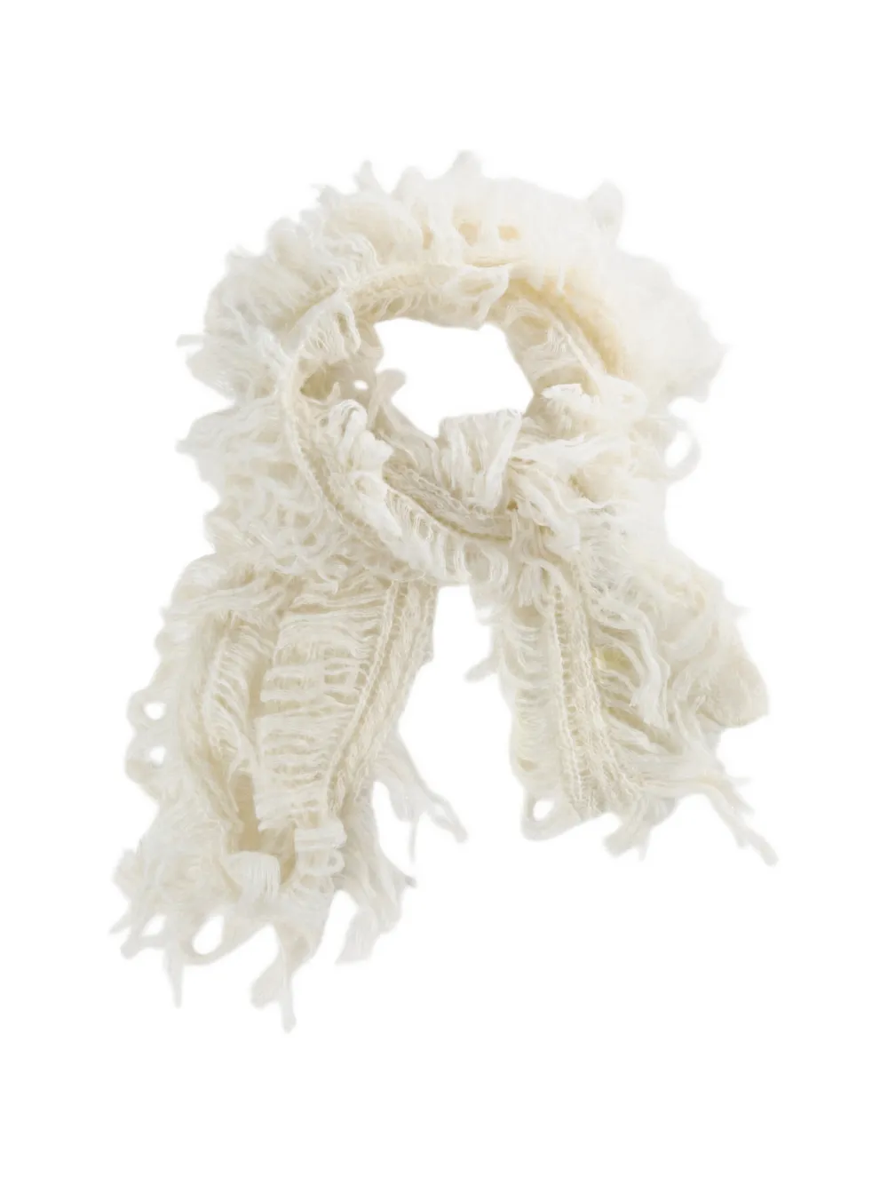 Ann Demeulemeester Drina fringe-detail knitted scarf - Nude