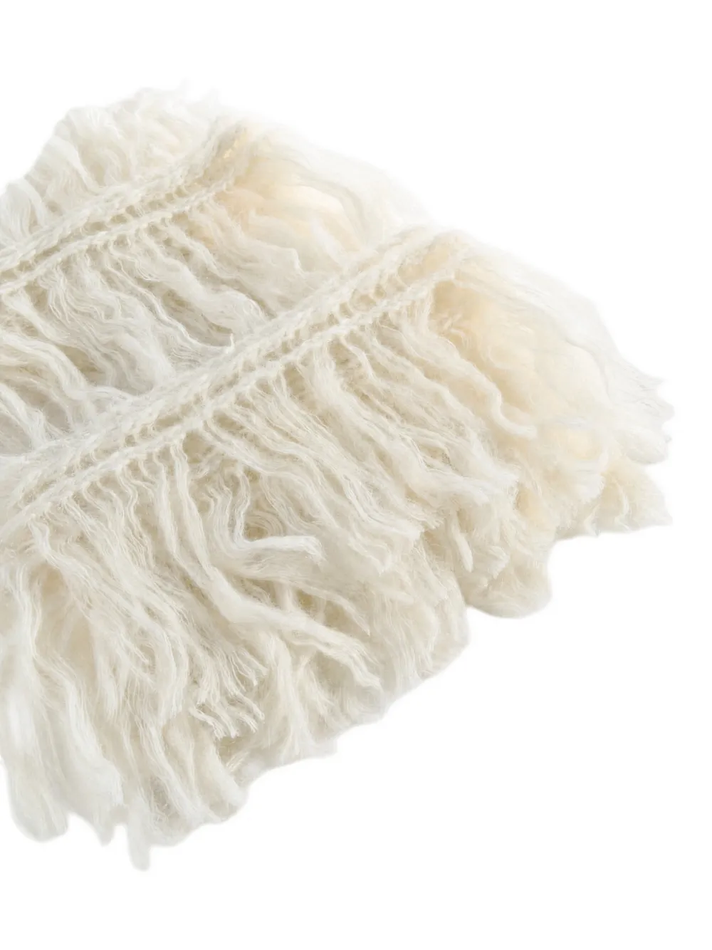 Ann Demeulemeester Drina gebreide sjaal met franje Beige