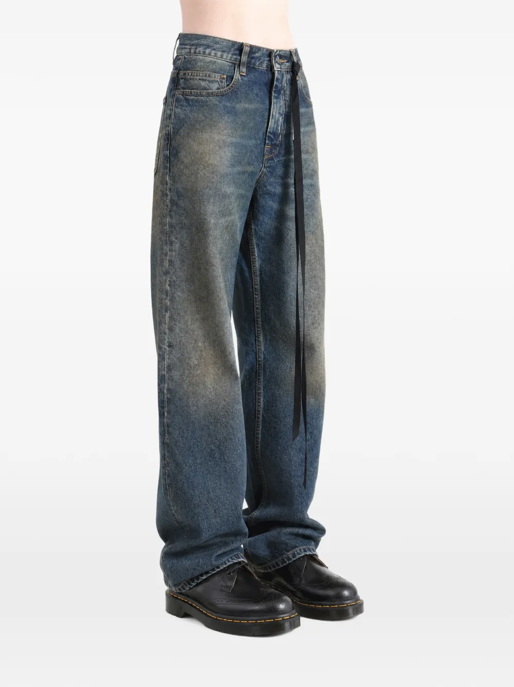 Ann Demeulemeester Genova jeans met wijde pijpen en vervaagd effect Blauw