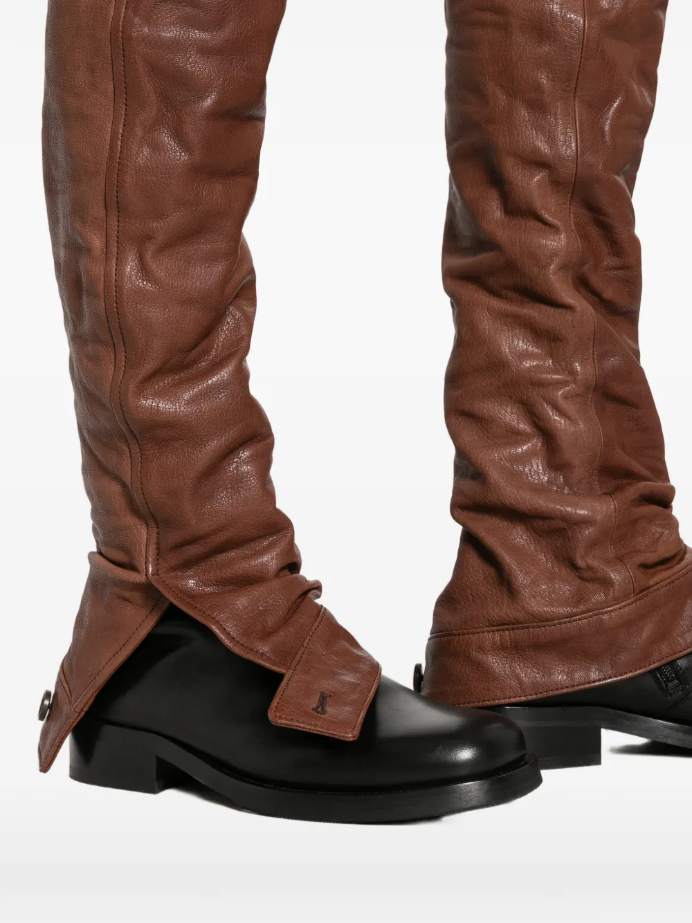 Miu Leren broek Bruin