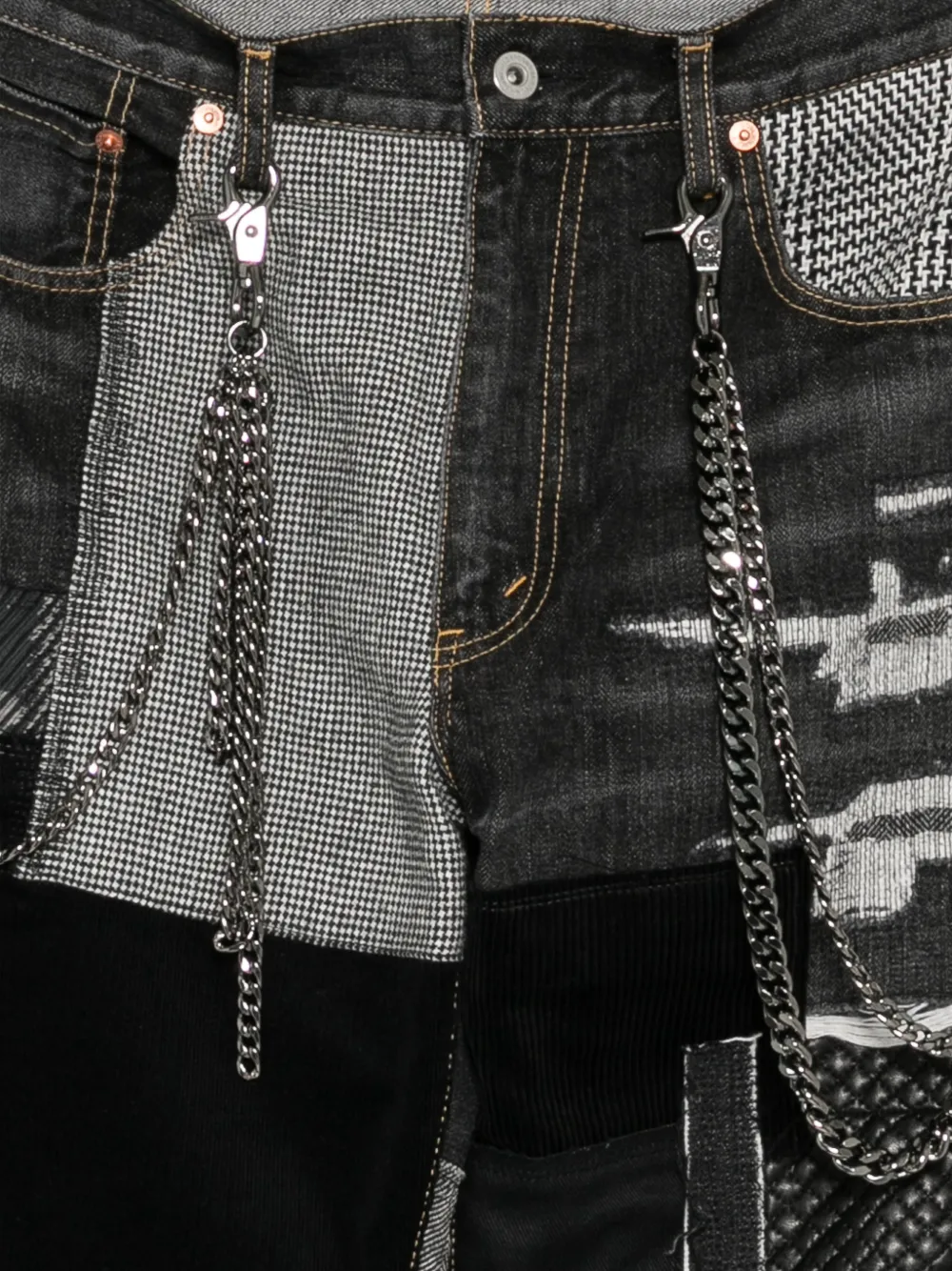 Junya Watanabe MAN selvage-patchwork jeans Zwart
