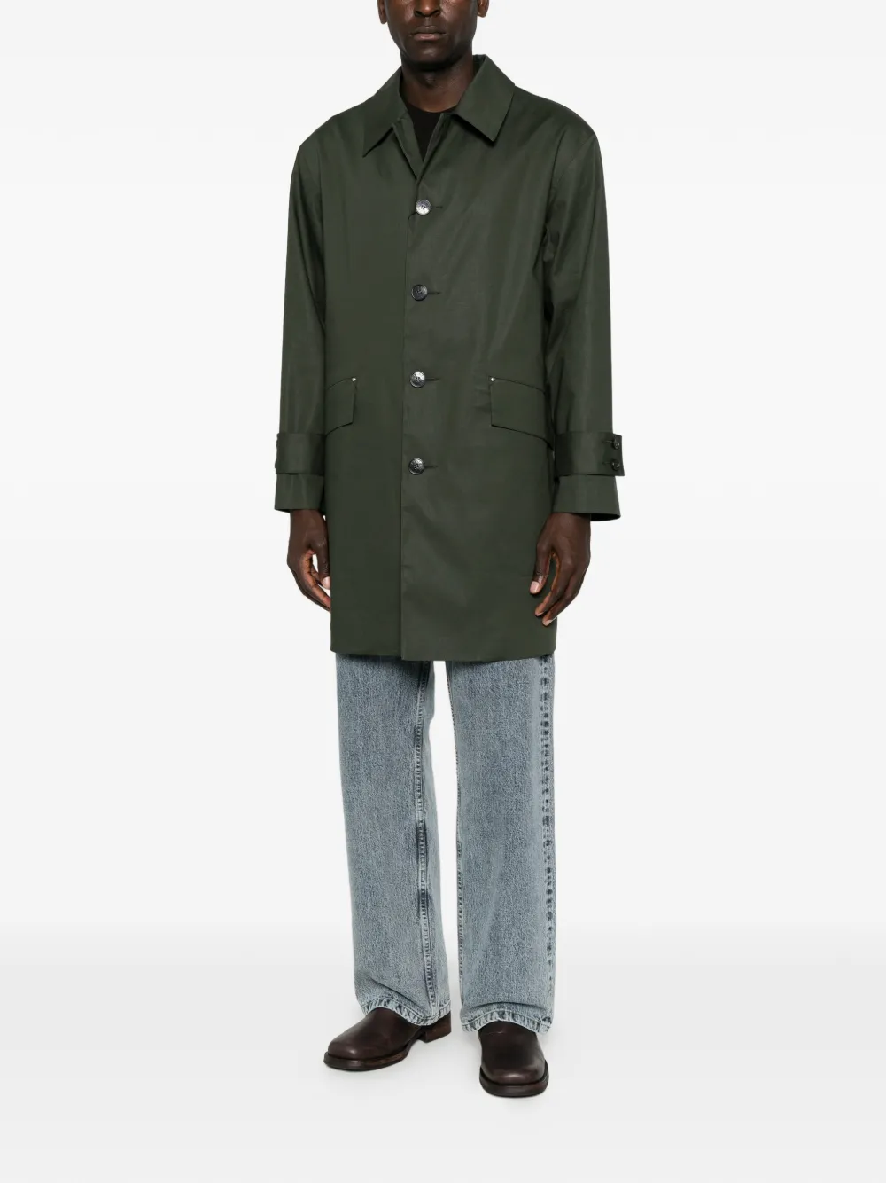 Mackintosh Humbie jas met knoopsluiting Groen