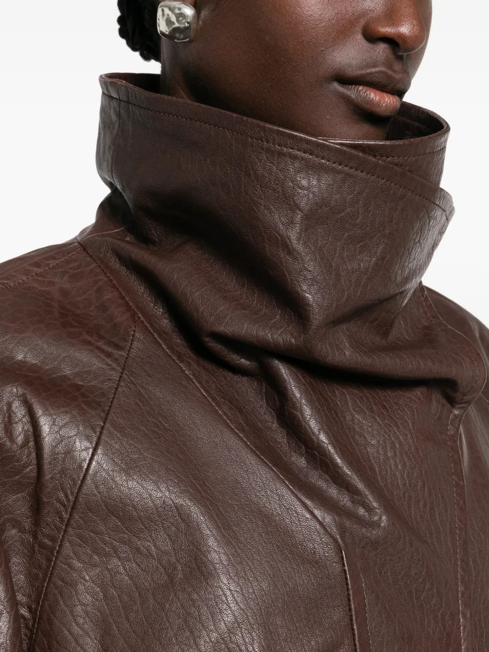 Sportmax SPSAlaggio leren jack met ceintuur Bruin