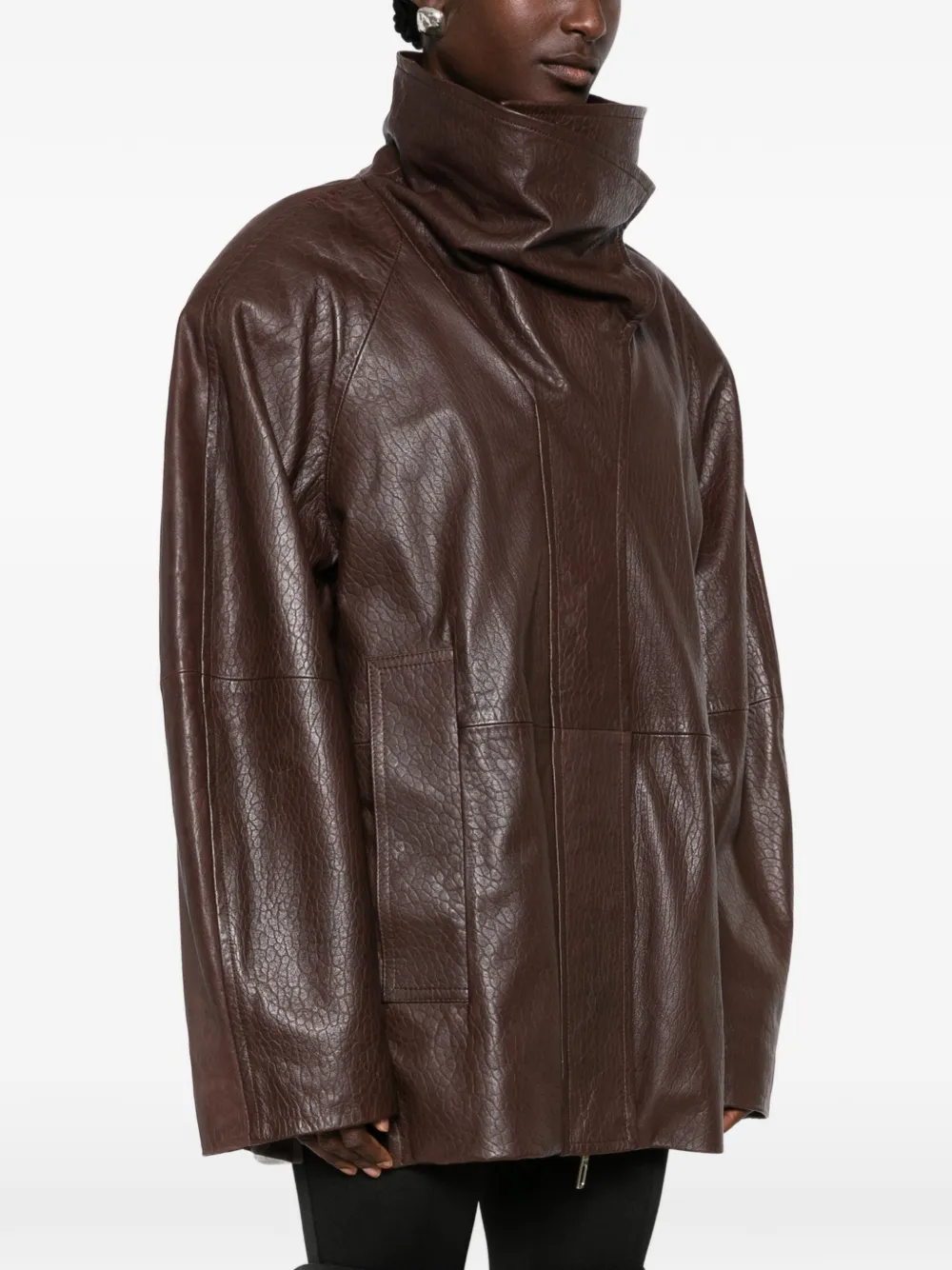 Sportmax SPSAlaggio leren jack met ceintuur Bruin