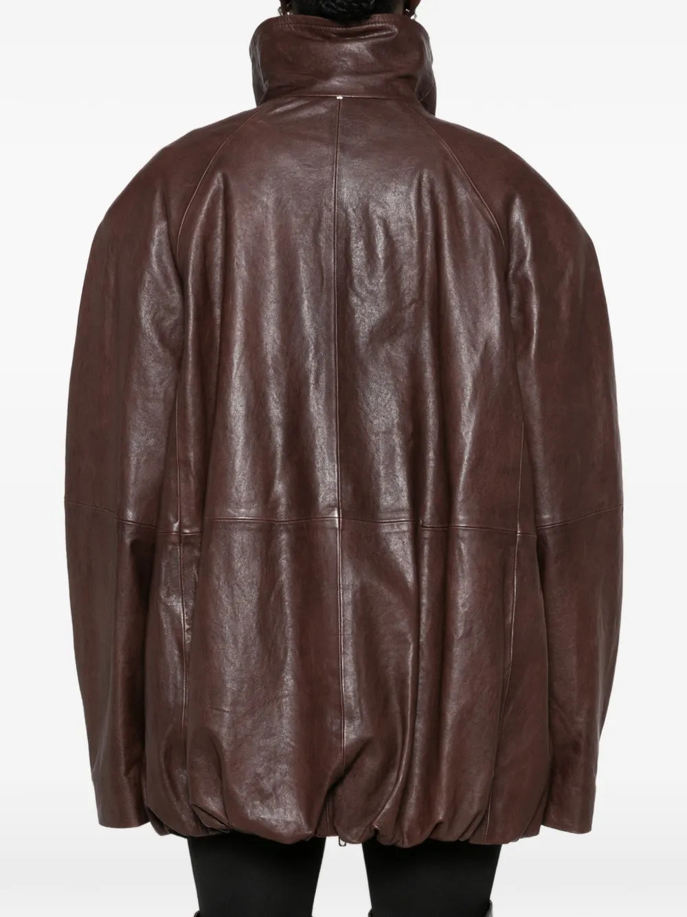 Sportmax SPSAlaggio leren jack met ceintuur Bruin