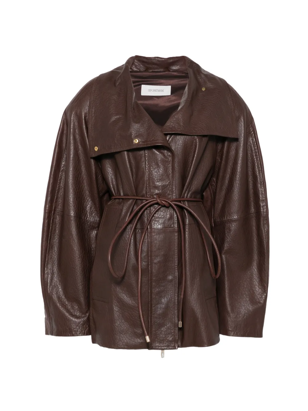 Sportmax SPSAlaggio belted leather jacket - Marrone