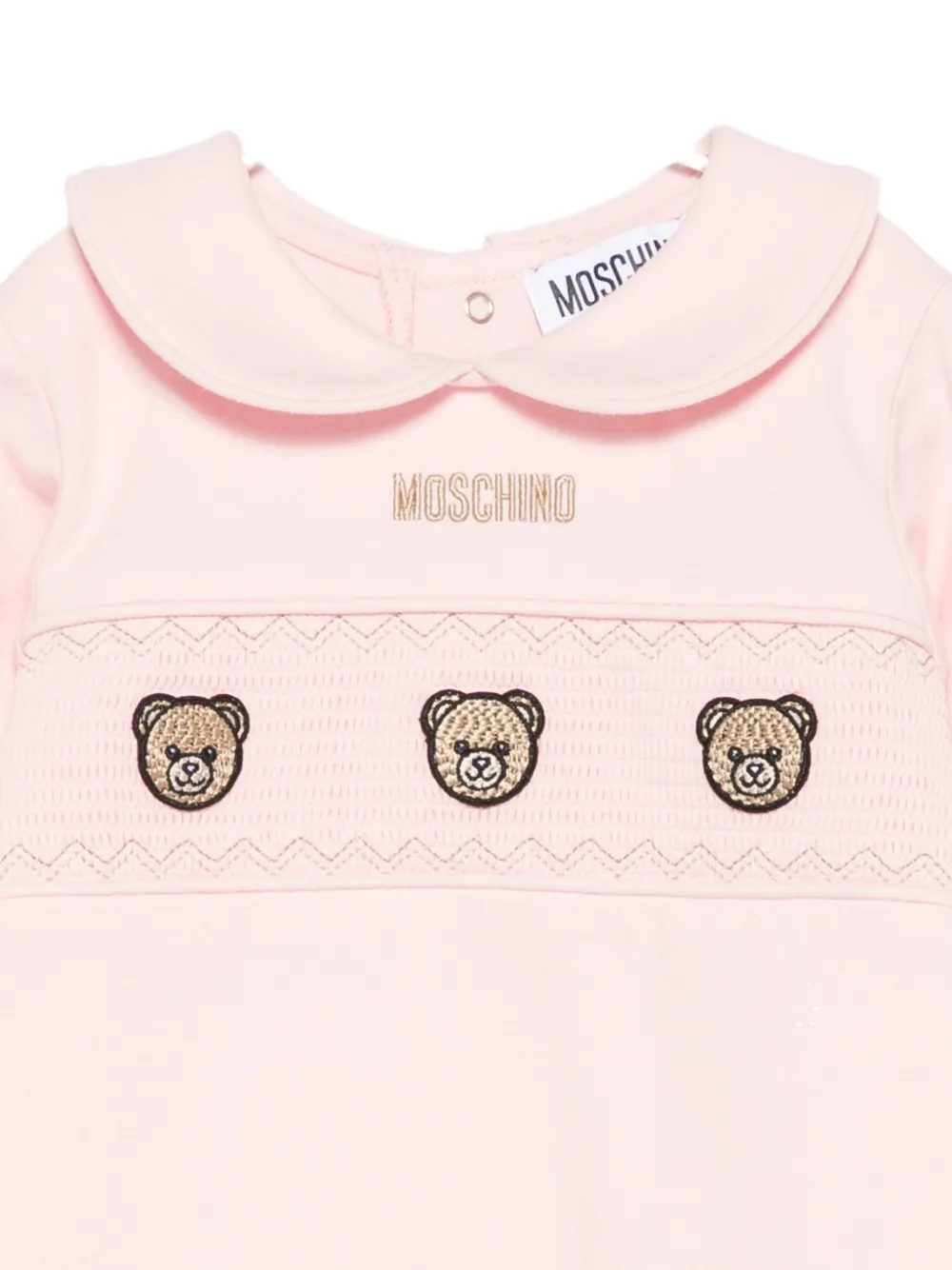 Moschino Kids Teddy Bear smocked jumpsuit Roze