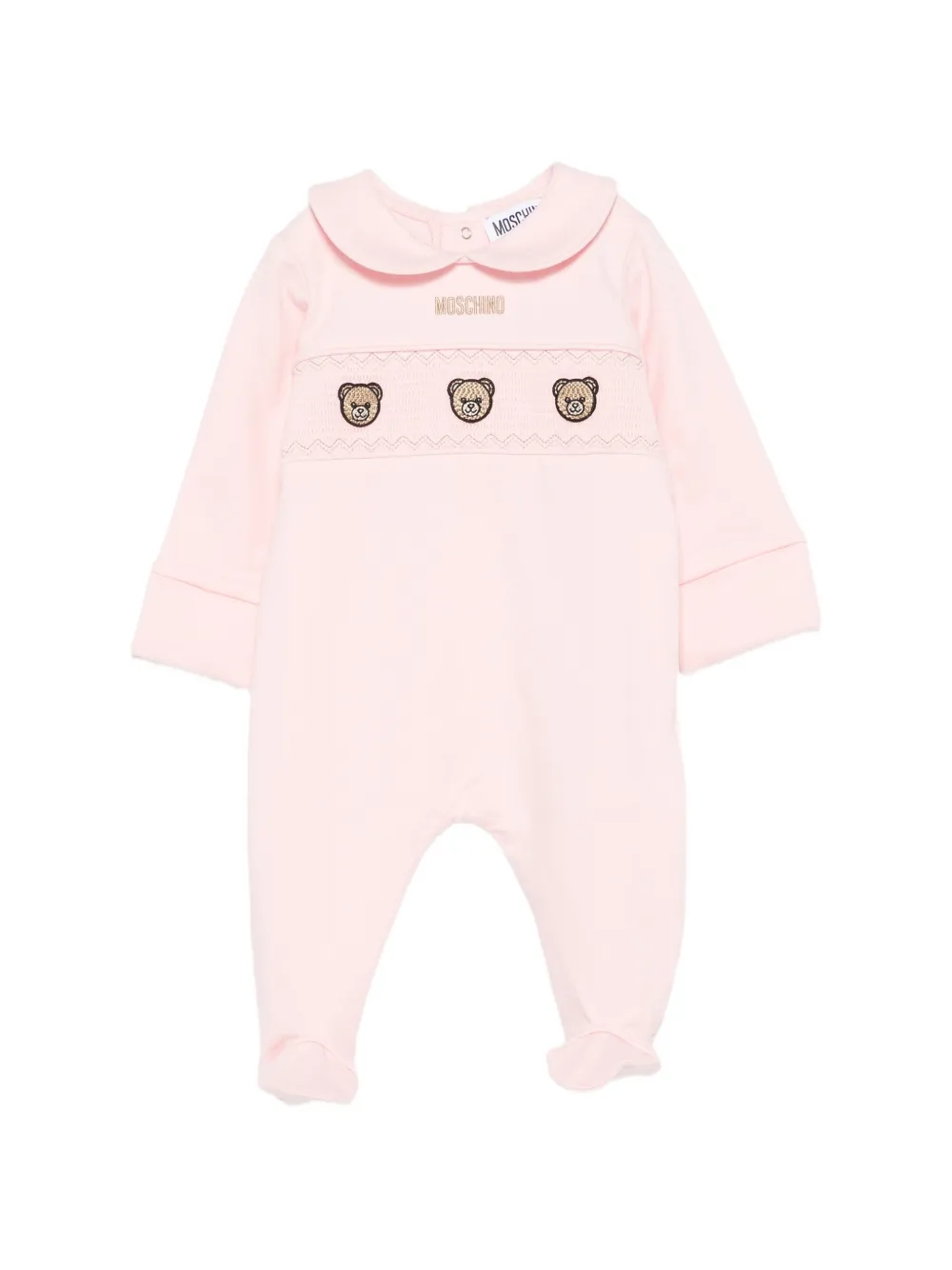 Moschino Kids Teddy Bear smocked jumpsuit Roze