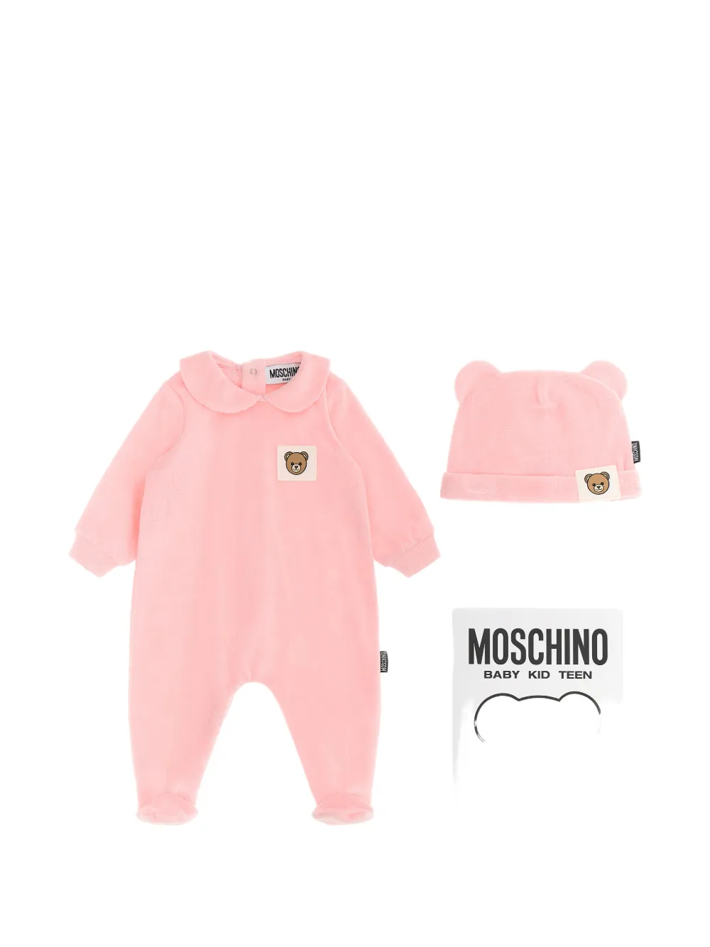 Moschino Kids Strampler-Set mit Teddy-Patch - Rosa