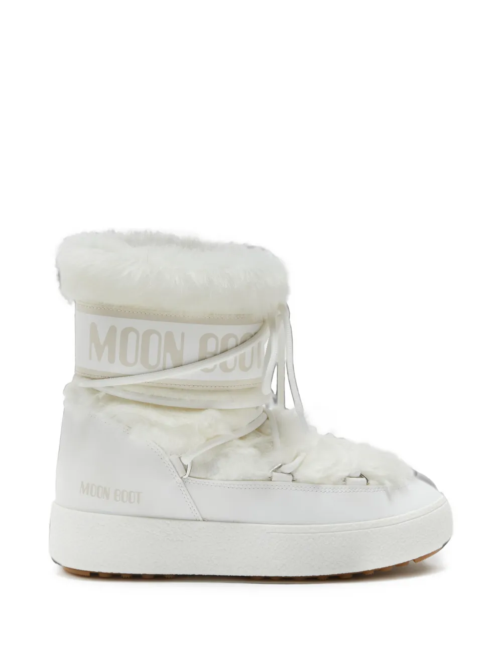 Moon Boot Ltrack low white faux-fur boots - Blanc
