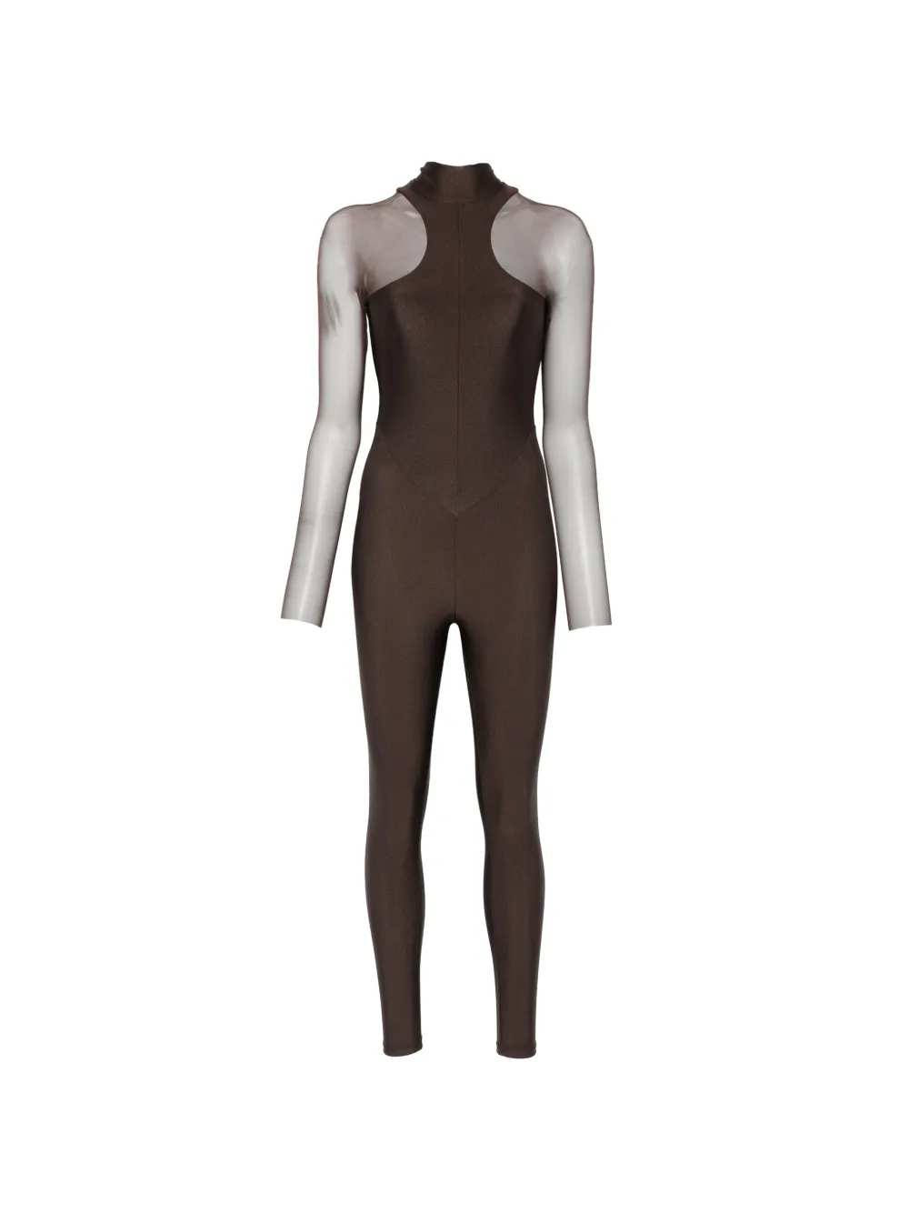 Mazzei sheer-panel high-neck jumpsuit - Marrone
