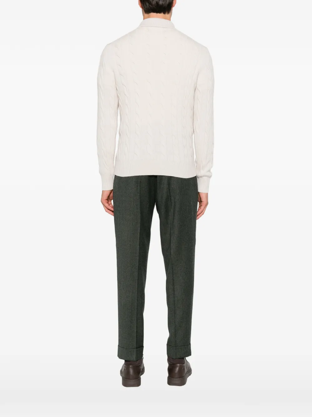 Gran Sasso cable-knit polo sweater Beige