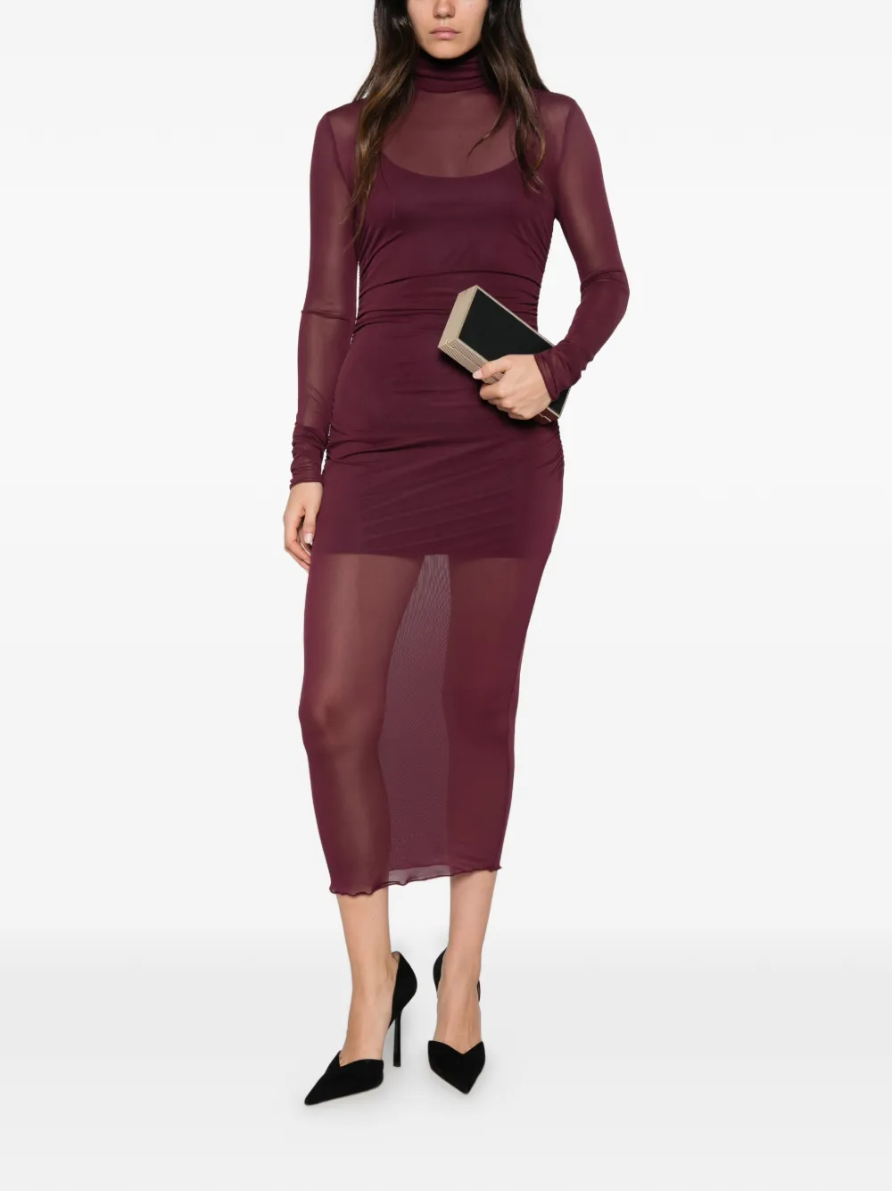 Aniye By Jurk met doorzichtig vlak en ruches Rood