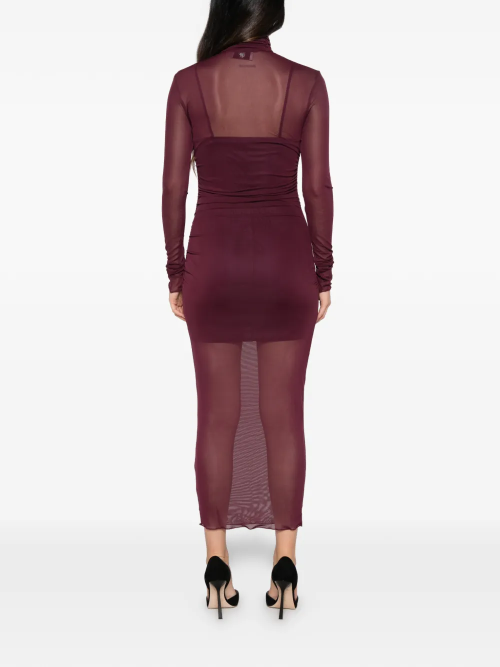Aniye By Jurk met doorzichtig vlak en ruches Rood